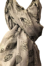 Load image into Gallery viewer, Pamper Yourself Now Grey Sketched Sheep Design Long Scarf, Soft Ladies Fashion London

