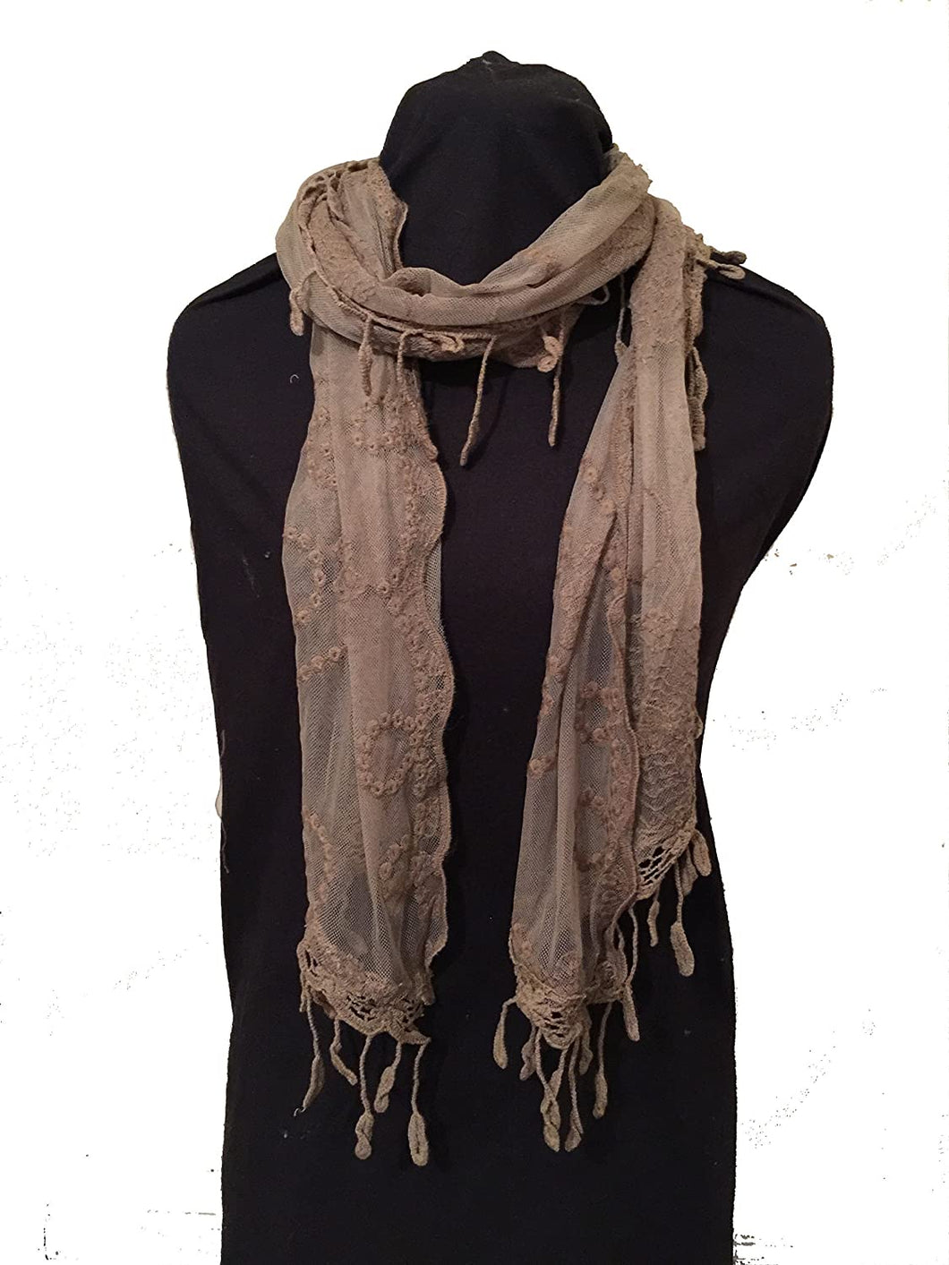 Brown lace with Spiral Design Long Soft Scarf