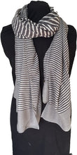 Load image into Gallery viewer, Pamper Yourself Now Grey with White Stripes Long Soft Scarf
