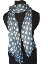 Load image into Gallery viewer, Pamper Yourself Now Blue with White Big spot Scarf/wrap
