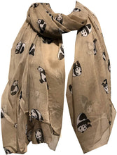 Load image into Gallery viewer, Pamper Yourself Now Brown Panda Design, Long Ladies Scarf, Great for Present/Gifts.
