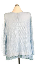 Load image into Gallery viewer, Pamper Yourself Now ltd Ladies Sky Blue Crochet lace Long Sleeve top. Made in Italy (AA57)
