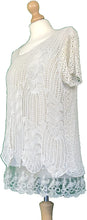 Load image into Gallery viewer, Pamper Yourself Now ltd Ladies Beige Crochet Lace Short Sleeve top.Made in Italy (AA12)
