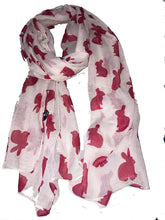 Load image into Gallery viewer, Pamper Yourself Now Creamy White with red Rabbits Scarf/wrap
