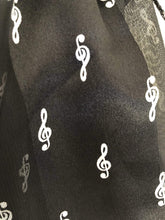 Load image into Gallery viewer, Pamper Yourself Now Black Treble Clef Striped Music Shiny Thin Pretty Scarf
