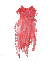 Load image into Gallery viewer, Pamper yourself Bright Orange Leaf Lace Scarf
