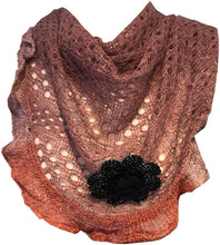 Load image into Gallery viewer, Pamper Yourself Now Middle Pink with Pink Trim and Black Flower Triangle Scarf
