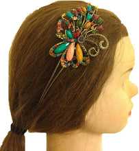 Load image into Gallery viewer, Multi coloured butterfly design aliceband, headband with pretty stone
