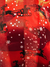 Load image into Gallery viewer, Pamper Yourself Now Red with Snowflakes and Santa on a Sledge Design Thin Pretty Christmas Scarf
