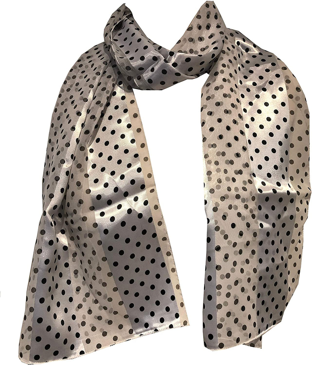 Pamper Yourself Now White with Black Small spot Thin Pretty Scarf. Lovely with Any Outfit