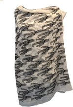 Load image into Gallery viewer, Cream with black cactus scarf with frayed edge long soft scarf
