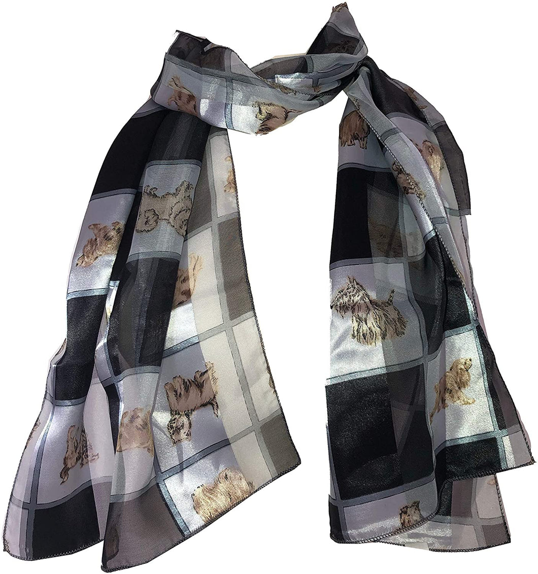 Pamper Yourself Now Black Dog Scarf with a Square Design and Different Dog Breeds