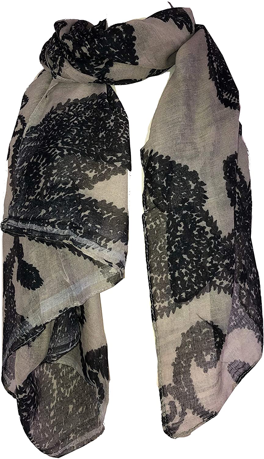 Pamper Yourself Now Beige with Black Paisley Pattern Long Scarf, Soft Ladies Fashion London