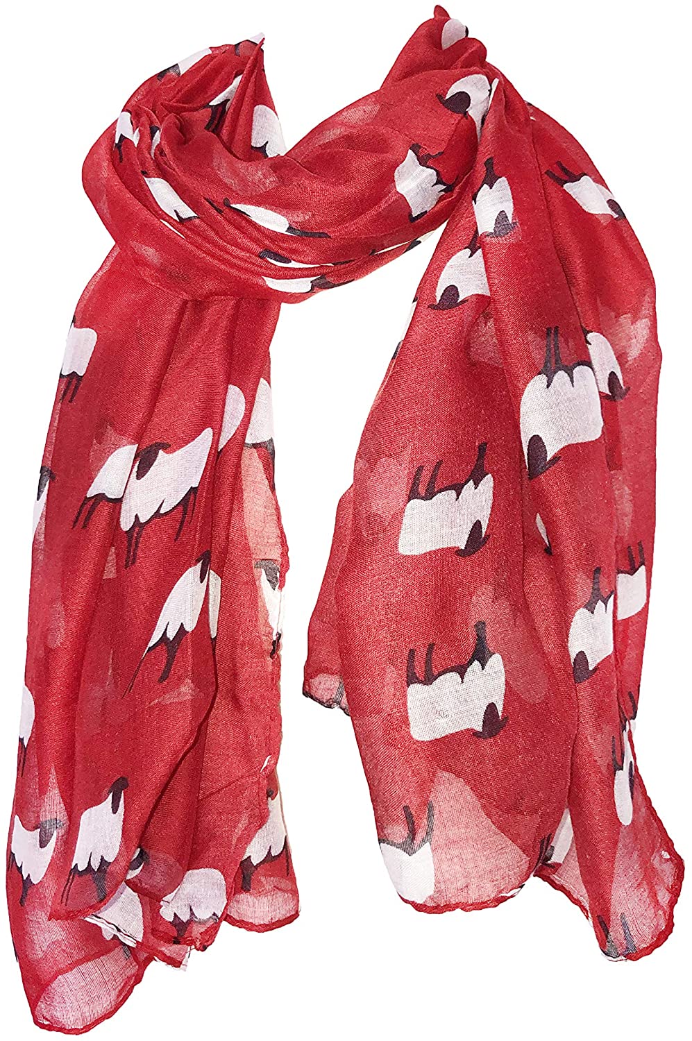 Pamper Yourself Now Red Sheep Design Long Scarf, Great for Presents/Gifts for Sheep Lovers.