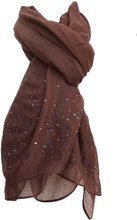 Load image into Gallery viewer, Pamper Yourself Now Plain Brown Scarf with Multi Coloured Sparkle Lovely Long Soft Scarf Fantastic Gift
