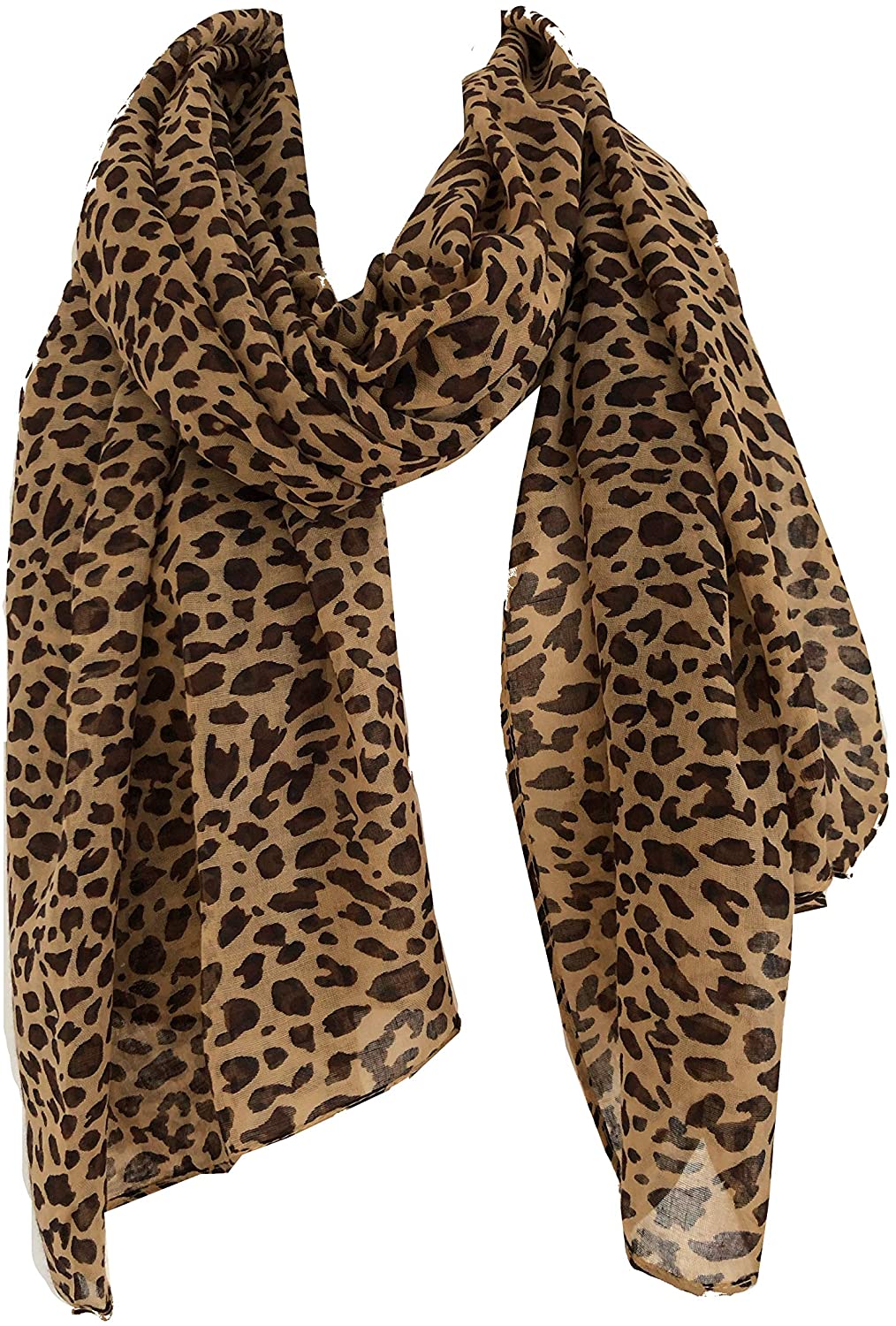 Pamper Yourself Now Light Brown with Dark Brown Small Leopard Print Scarf Long Soft wrap/Sarong