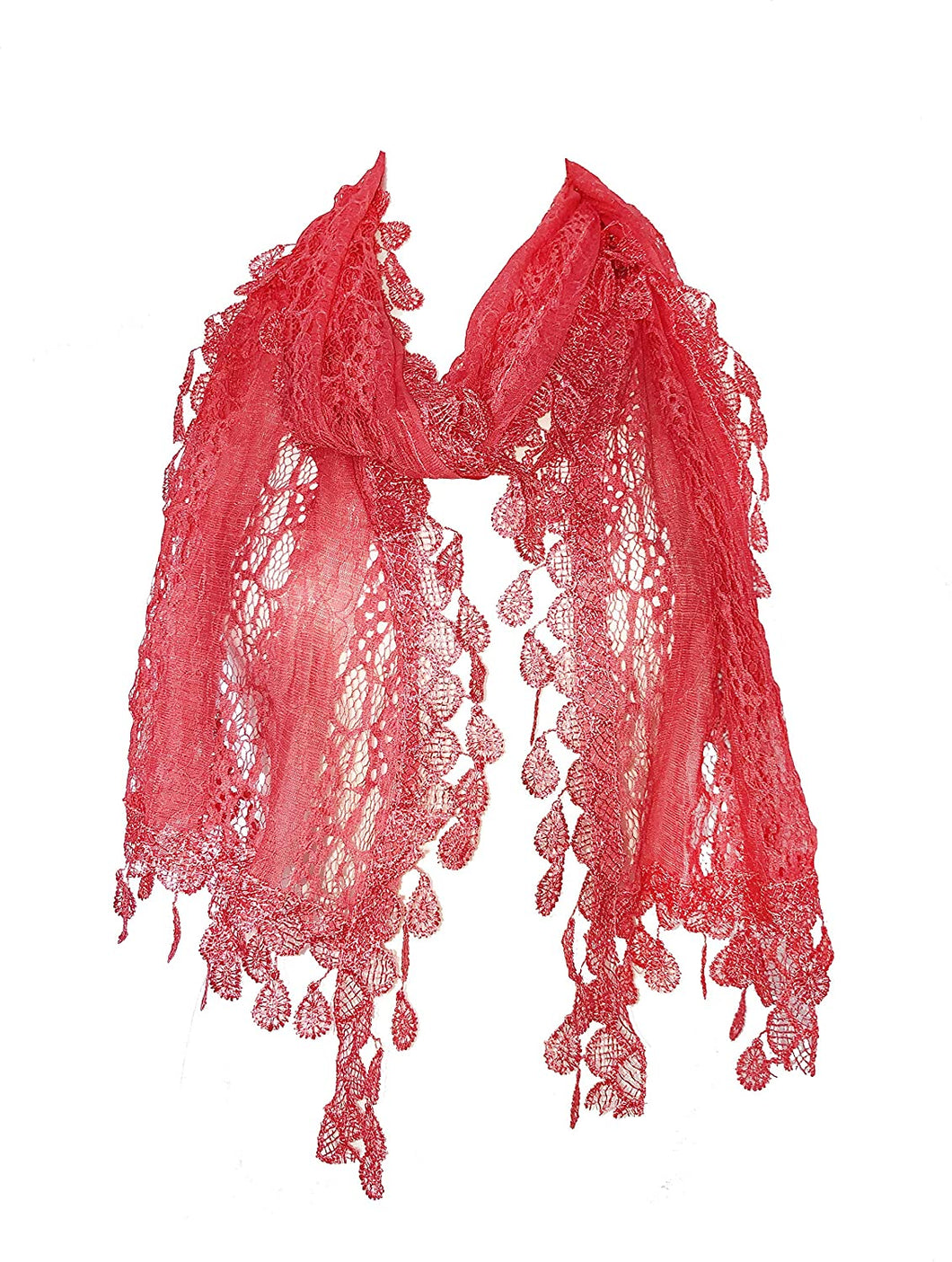 Coral Leaf Lace Scarf