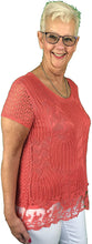 Load image into Gallery viewer, Pamper Yourself Now ltd Ladies Coral Crochet lace Short Sleeve top.Made in Italy (AA16) (Medium)
