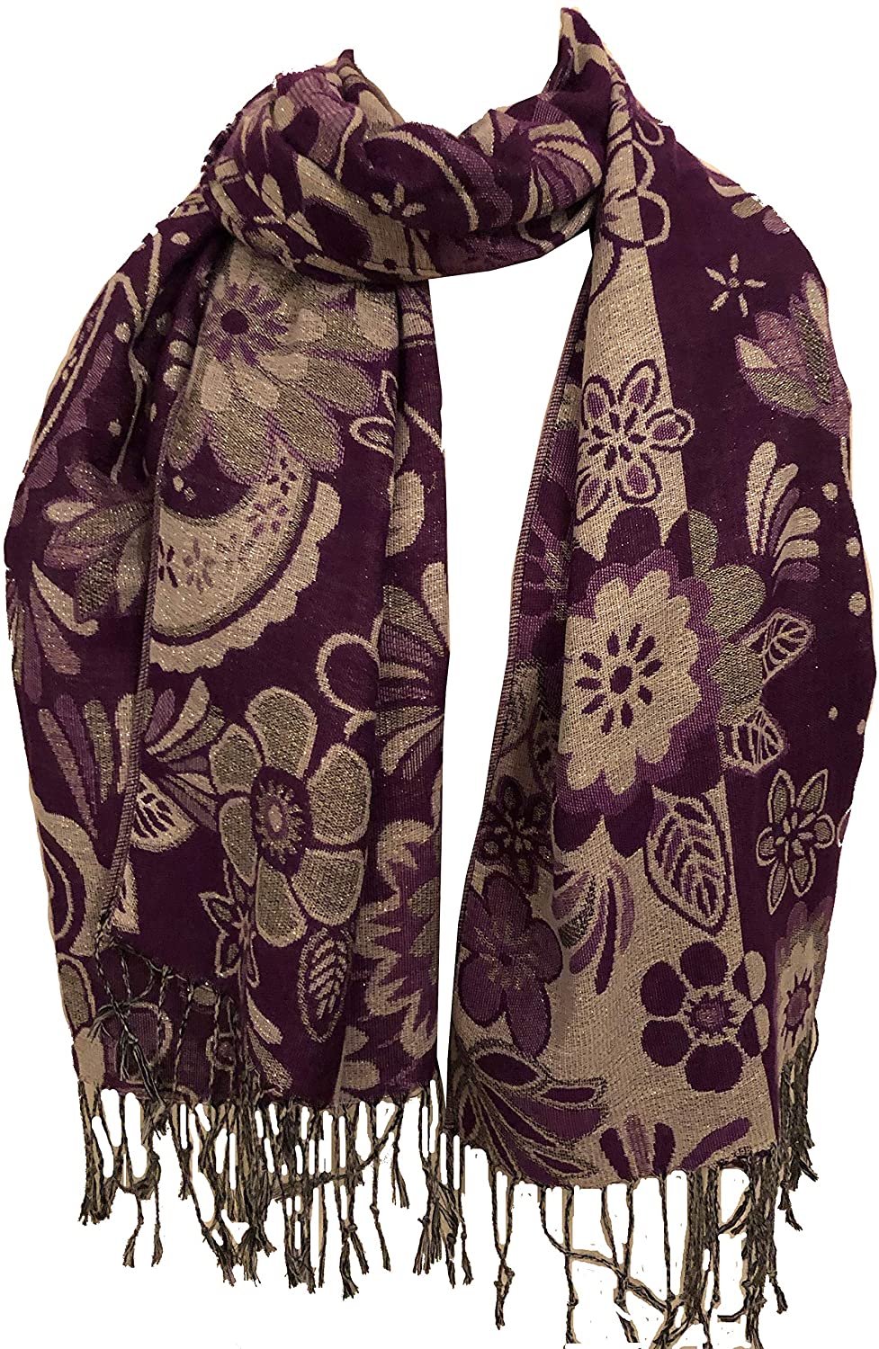 Purple Flower Design Women's Pashmina/Scarf/wrap. Lovely Present/Gift for Any Lady in Your Life.