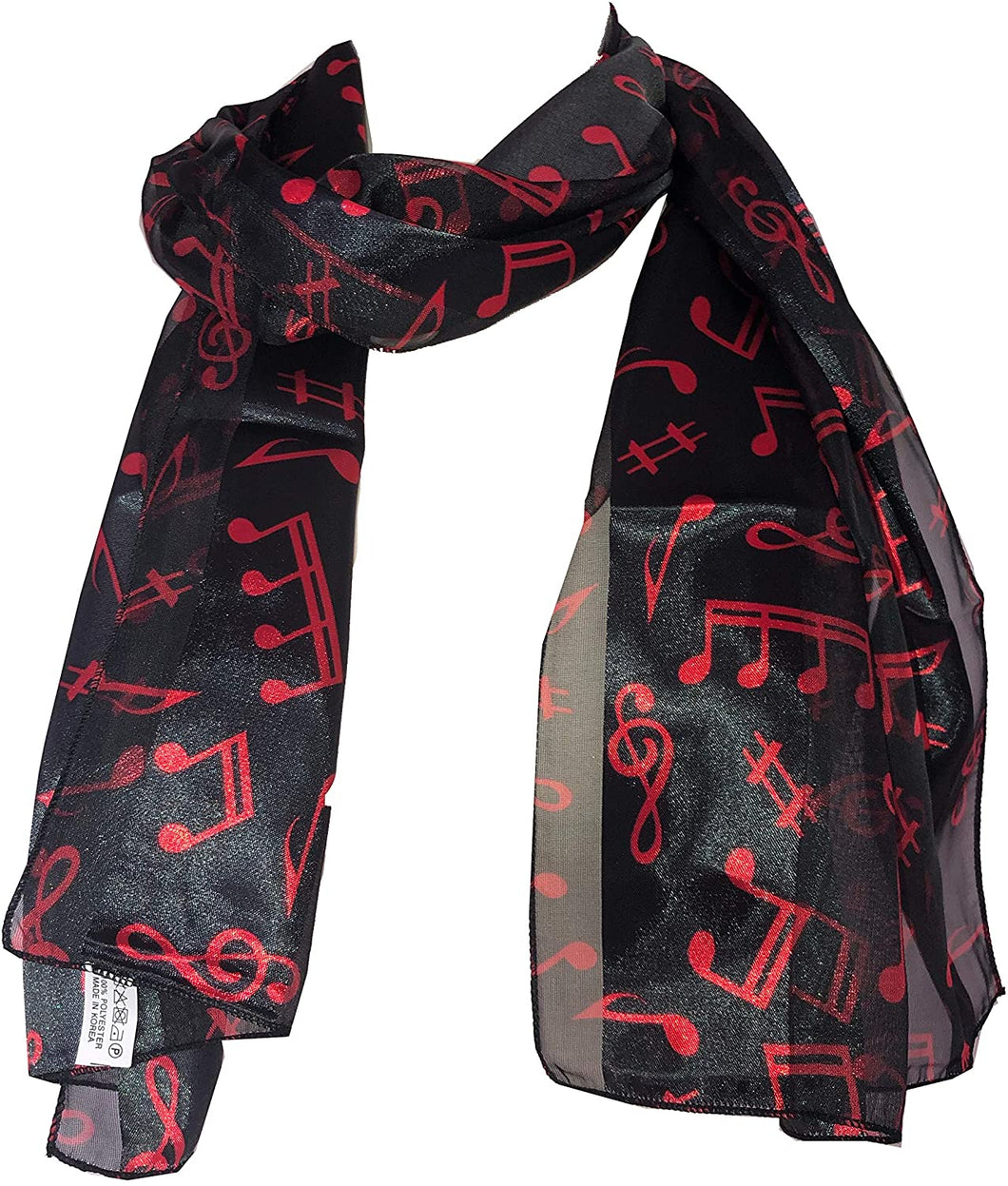 Black Musical Notes Scarf with red Notes