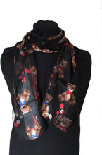 Load image into Gallery viewer, Pamper Yourself Now Black Teddy Bear Thin Scarf
