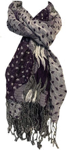 Load image into Gallery viewer, Pamper Yourself Now Purple, White and Grey Chunky Diamond Design Stretchy Blanket Scarf/wrap. Great Present/Gift for mums, Girlfriends or Wife.
