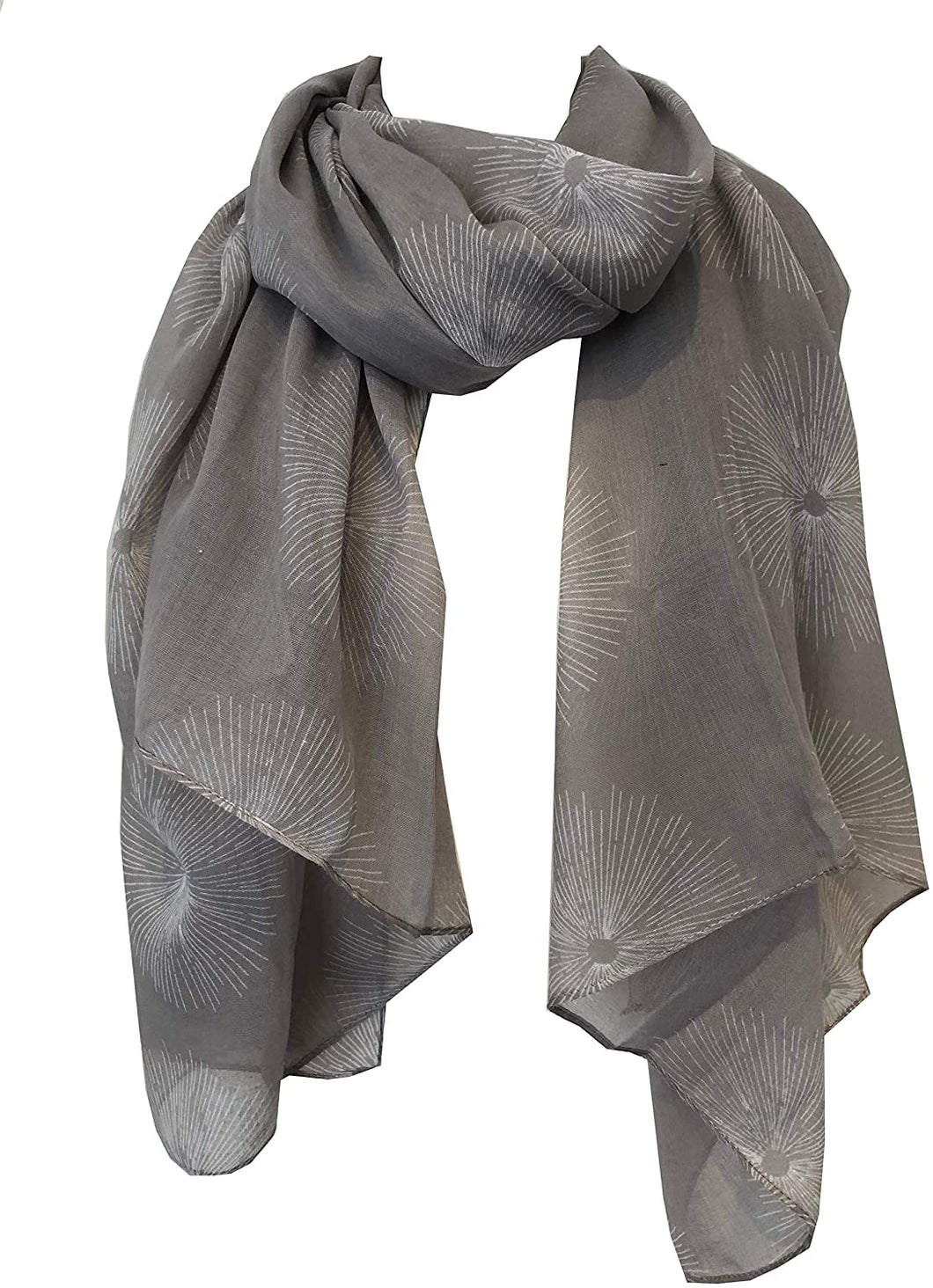 Pamper Yourself Now Grey with White Sun Rays Scarf/wrap