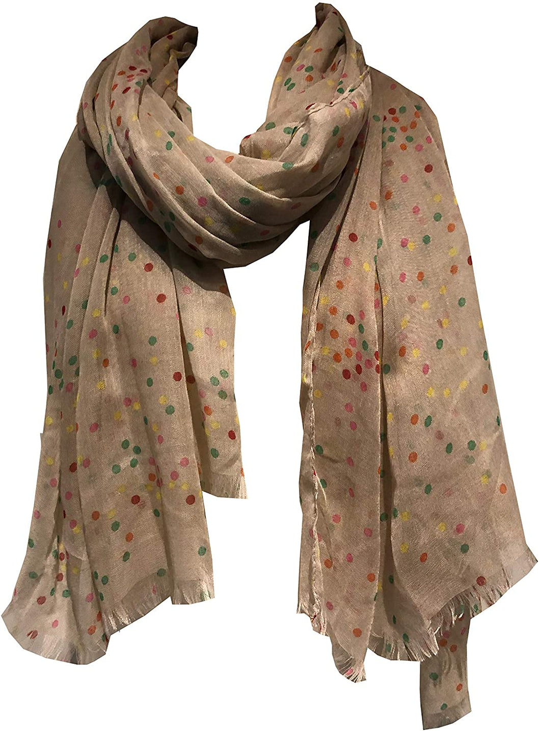 Pamper Yourself Now Light Brown with Multi Coloured dots Scarf/wrap