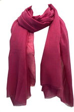 Load image into Gallery viewer, Pamper Yourself Now Fuchsia Pink Plain Soft Long Scarf/wrap with Frayed Edge
