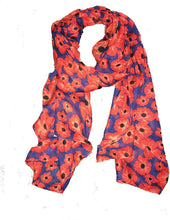 Load image into Gallery viewer, Pamper Yourself Now Navy Blue with Small Poppy Design Long Scarf, Soft Ladies Fashion London
