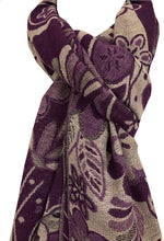 Load image into Gallery viewer, Purple Flower Design Women&#39;s Pashmina/Scarf/wrap. Lovely Present/Gift for Any Lady in Your Life.
