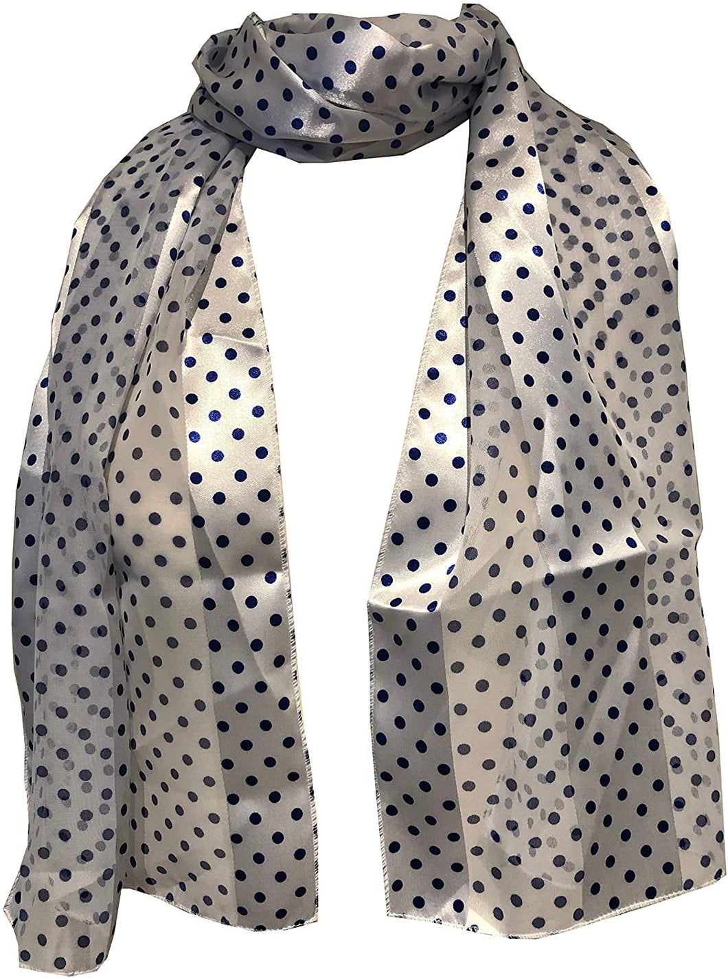 Pamper Yourself Now White with Blue Small spot Thin Pretty Scarf. Lovely with Any Outfit