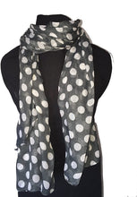 Load image into Gallery viewer, Pamper Yourself Now Dark Grey with White Big spot Scarf/wrap
