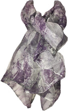 Load image into Gallery viewer, Pamper Yourself Now Light Grey with Cream/Purple Big Roses Design Scarf
