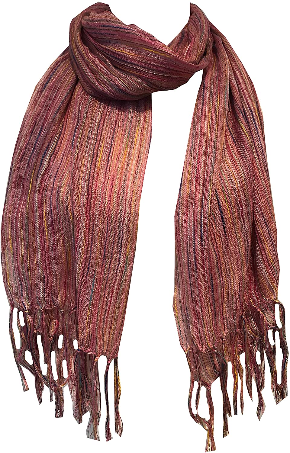 Pamper Yourself Now Light Pink Multi Coloured Striped Ladies Scarf/wrap