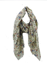 Load image into Gallery viewer, Pamper Yourself Now Cream Christmas Robin in Tree Long Soft Scarf/wrap
