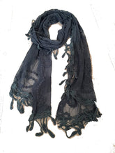 Load image into Gallery viewer, Blue lace with Spiral Design Long Soft Scarf

