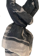 Load image into Gallery viewer, Pamper Yourself Now Grey with White Reindeer Design Scarf with Border. Lovely Long Soft Scarf Fantastic Gift
