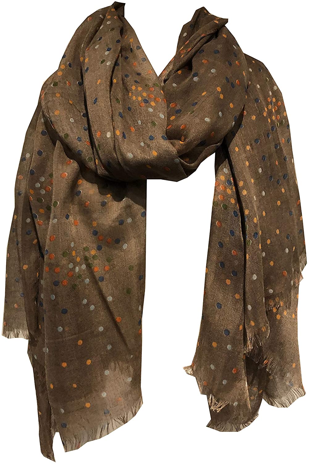 Pamper Yourself Now Dark Brown with Multi Coloured dots Scarf/wrap