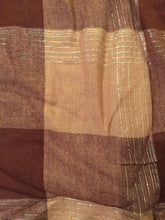 Load image into Gallery viewer, Pamper Yourself Now Brown with Silver Checked Design Square Scarf with Tassels
