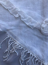 Load image into Gallery viewer, Pamper Yourself Now White with Small Rose and Chiffon lace Trim Triangle Scarf
