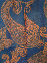 Load image into Gallery viewer, Pamper Yourself Now Blue with Orange Paisley Pattern Long Scarf, Soft Ladies Fashion London
