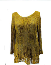 Load image into Gallery viewer, Pamper Yourself Now ltd Ladies Mustard Crochet lace Long Sleeve top. Made in Italy (AA27)
