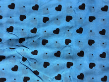Load image into Gallery viewer, Pamper Yourself Now Blue with Black Embossed Love Hearts and dot Design Snood
