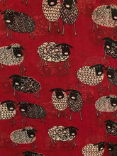 Load image into Gallery viewer, Pamper Yourself Now Red Sketched Sheep Design Long Scarf
