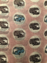 Load image into Gallery viewer, Light pink with VW campervan design scarf long scarf
