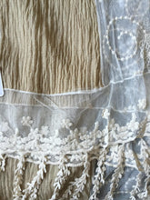 Load image into Gallery viewer, Pamper Yourself Now Beige with Cream Flower lace Trim with Tassel Scarf
