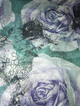 Load image into Gallery viewer, Pamper Yourself Now Green with Cream and Purple Big Roses Design Scarf,Great Present/Gifts.
