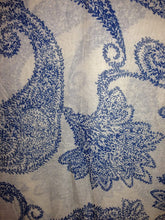 Load image into Gallery viewer, Pamper Yourself Now White with Blue Paisley Pattern Long Scarf, Soft Ladies Fashion London
