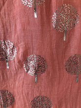 Load image into Gallery viewer, Pamper Yourself Now Peach with Silver Foiled Mulberry Tree Design Ladies Scarf/wrap. Great Present for Mum, Sister, Girlfriend or Wife.
